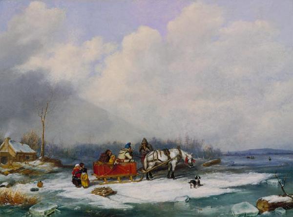 Cornelius Krieghoff Winter Landscape Sweden oil painting art